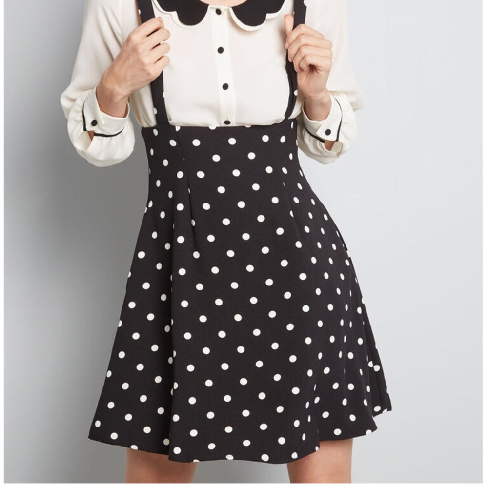 Overall Winner Jumper Skirt in Black Polka Dot